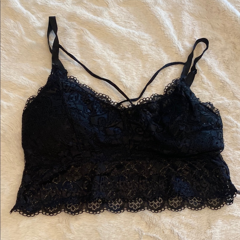 Angelina Black Lace Bra with Scalloped Hem